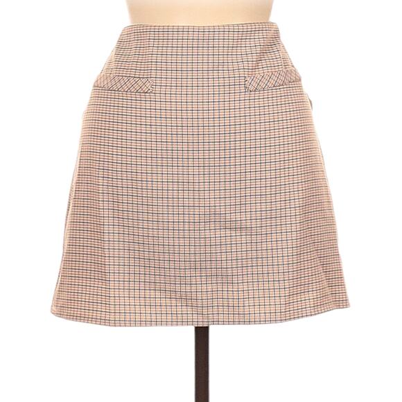 Altar'd State Skirt Plaid Mini Clueless Rust Black Houndstooth A-Line Women's M - Picture 1 of 13